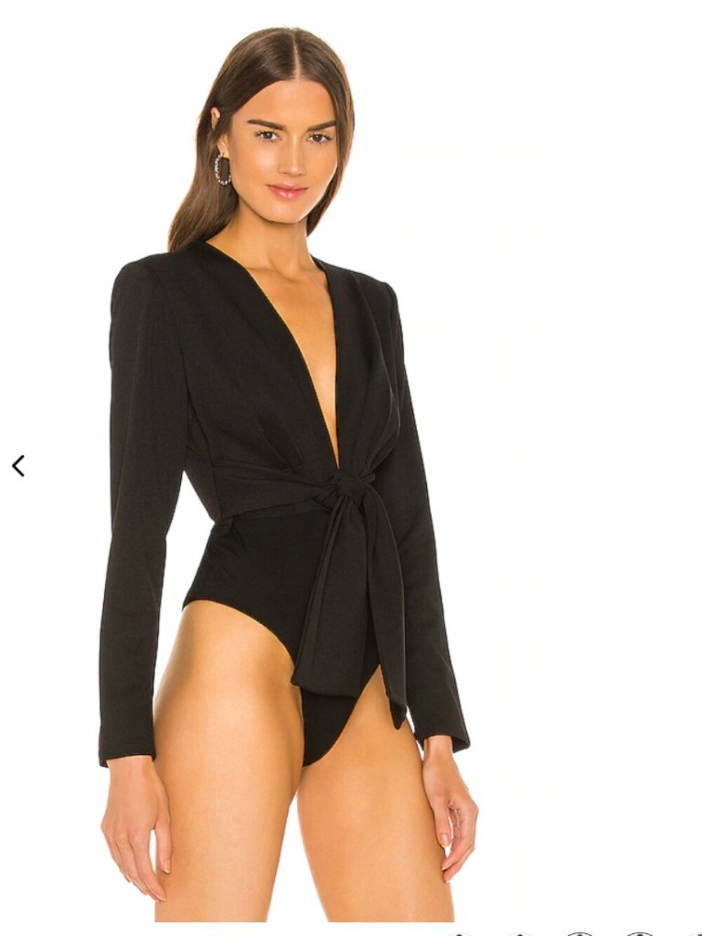 Bardot Anya Black Plunging Long Sleeve Bodysuit Size S NWT